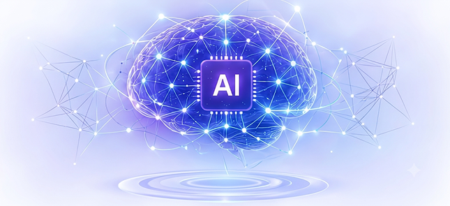 Glowing AI neural network orb